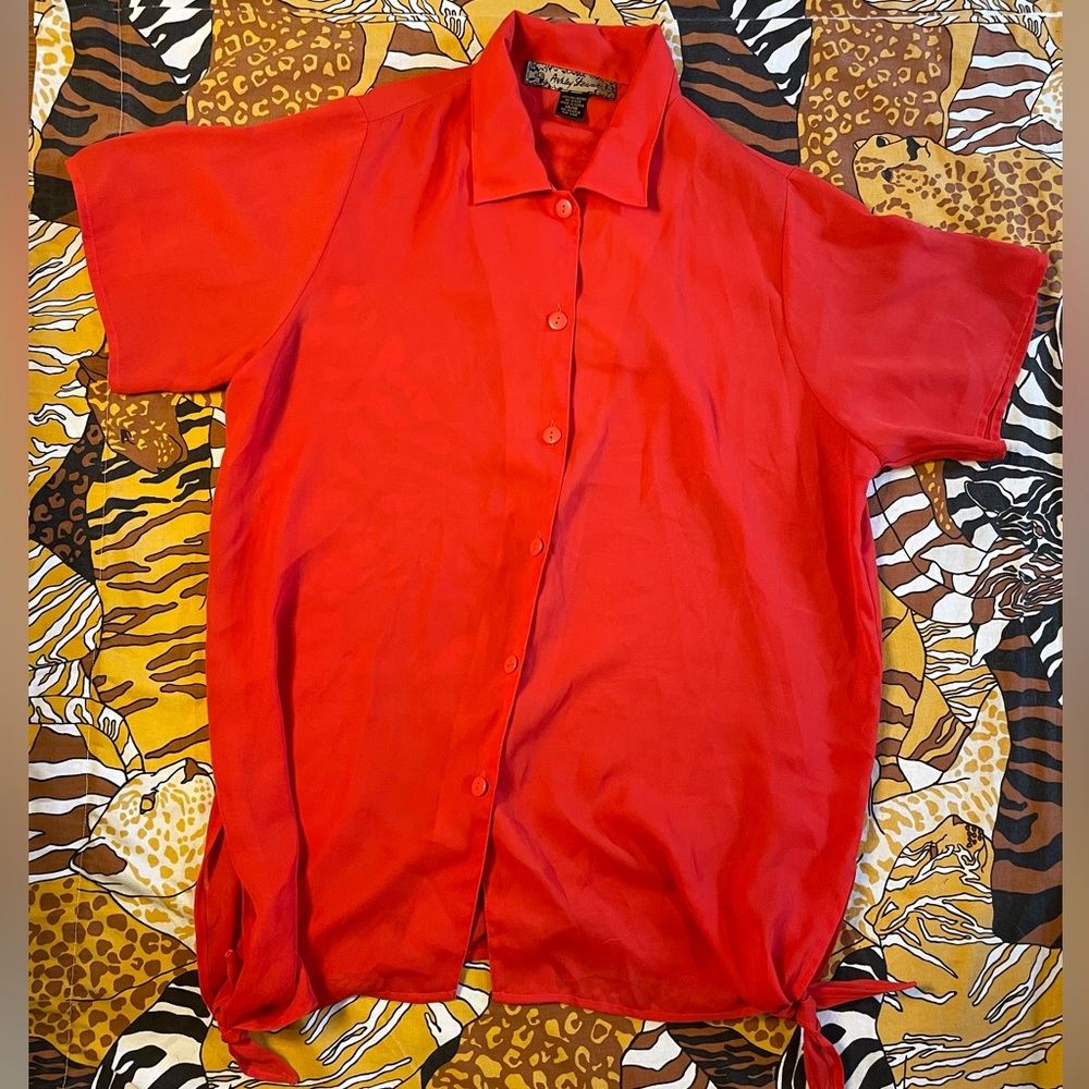 Vintage sheet red Ashley Stewart button-up